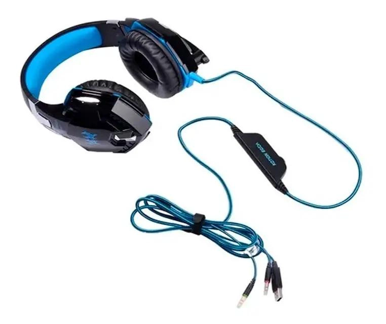 AURICULARES GAMER CON LUZ LED NEGRO Y AZUL - 5