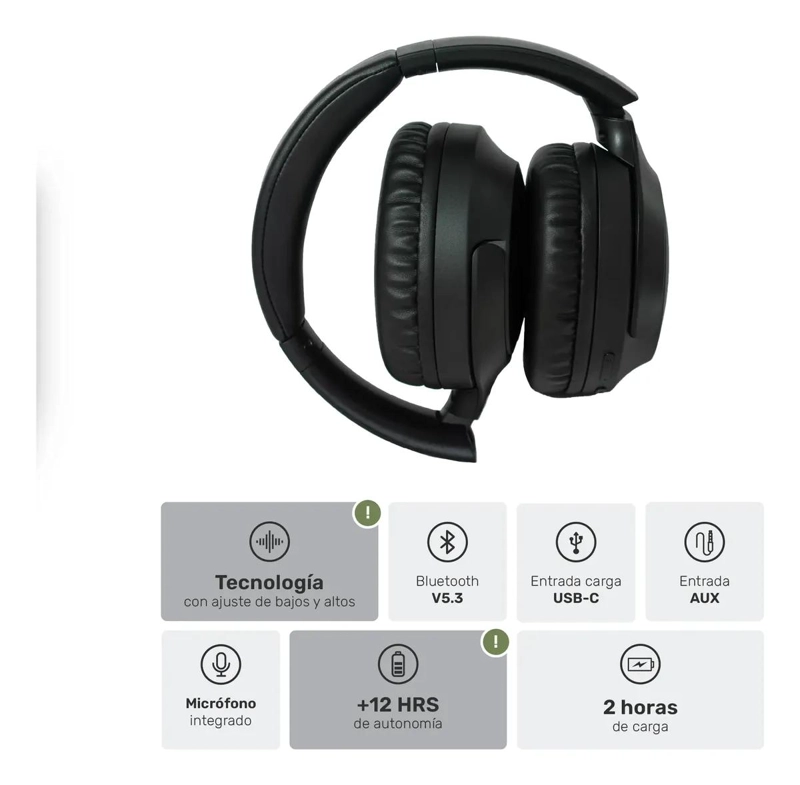 AUDIFONOS BLUETOOTH INALAMBRICOS OVER EAR CON SONIDO ENVOLVENTE - 3