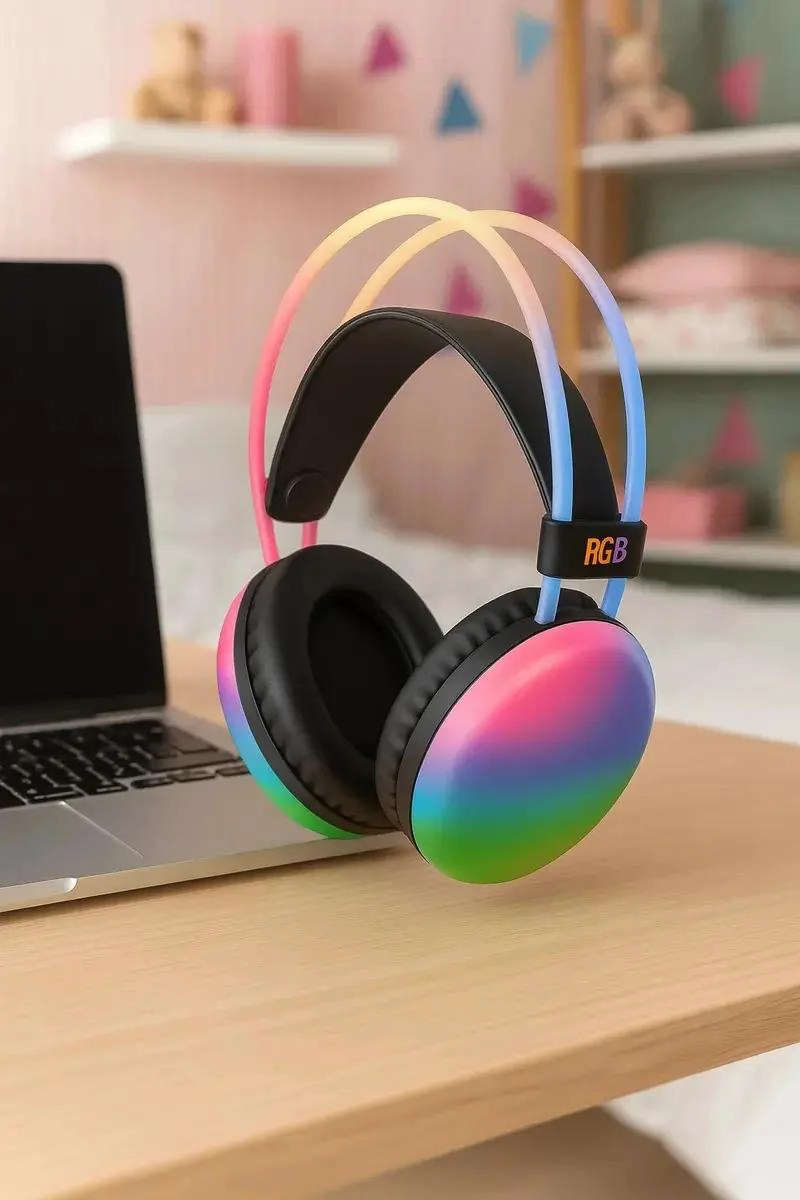 AUDIFONOS INALAMBRICOS RGB CON MICROFONO Y LUCES - 4