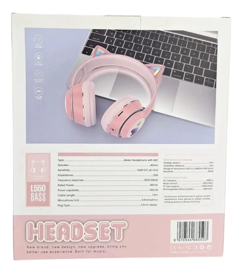 AUDIFONOS BLUETOOTH CON MICROFONO Y LUZ LED - 5