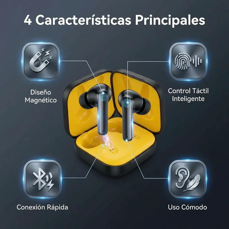 AUDIFONOS INALAMBRICOS BLUETOOTH 5.4 CON SONIDO ESTE REO - 2