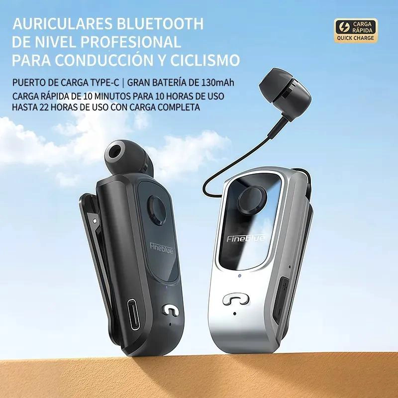 AUDIFONOS BLUETOOTH CLIP RETRACTIL MANOS LIBRES - 3
