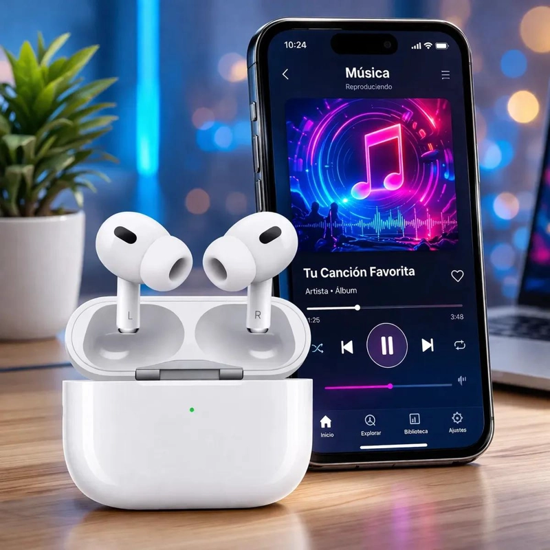 AUDIFONOS BLUETOOTH INALAMBRICOS BLANCOS CON ESTUCHE DE C - 1