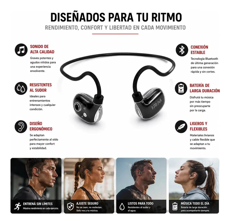AUDIFONO DEPORTIVO BLUETOOTH PARA CORREDORES Y CICLISTAS - 2