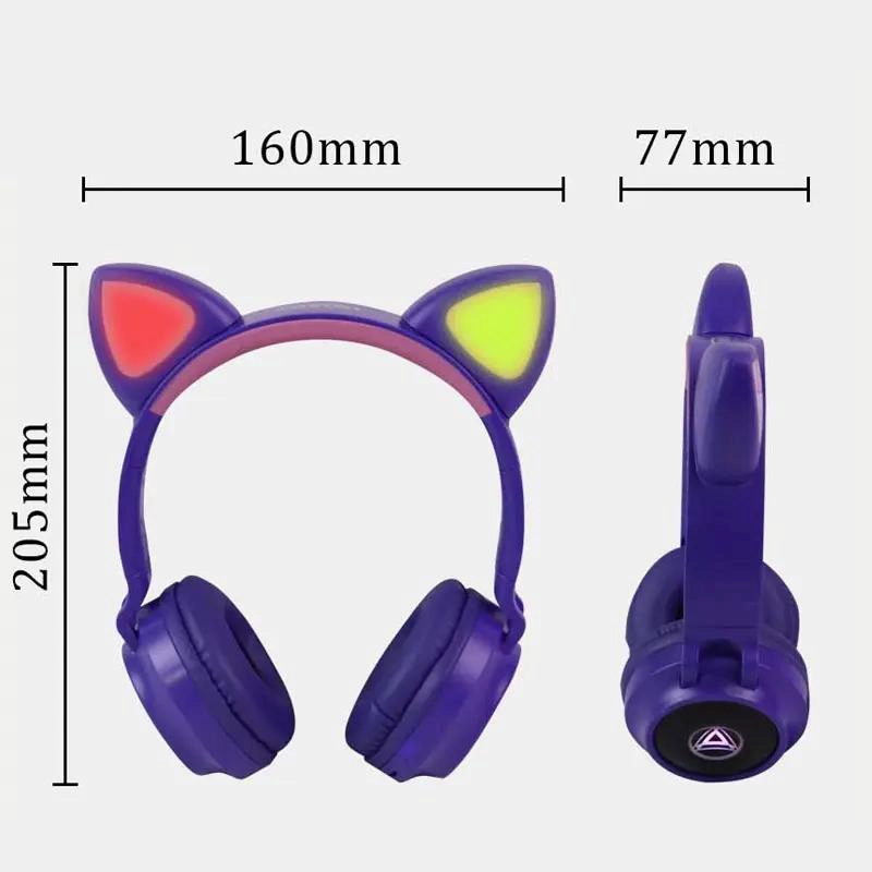 AUDIFONOS INALAMBRICOS BLUETOOTH CON DISEÑO DE GATO PARA NIÑAS - 3