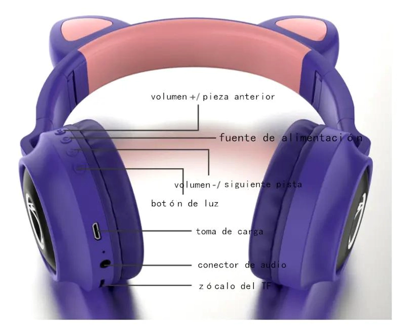 AUDIFONOS INALAMBRICOS BLUETOOTH CON DISEÑO DE GATO PARA NIÑAS - 4