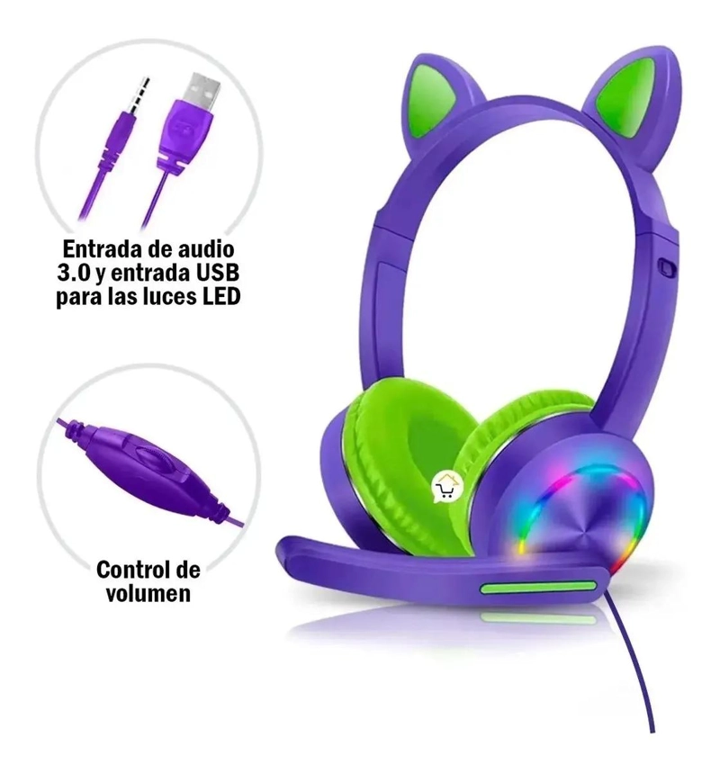 AUDIFONOS INFANTILES CON DIADEMA Y MICROFONO COLOR VIO - 2