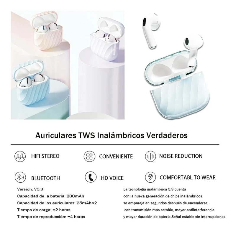 AURICULARES BLUETOOTH TWS INALAMBRICOS CON ESTUCHE DE C - 3