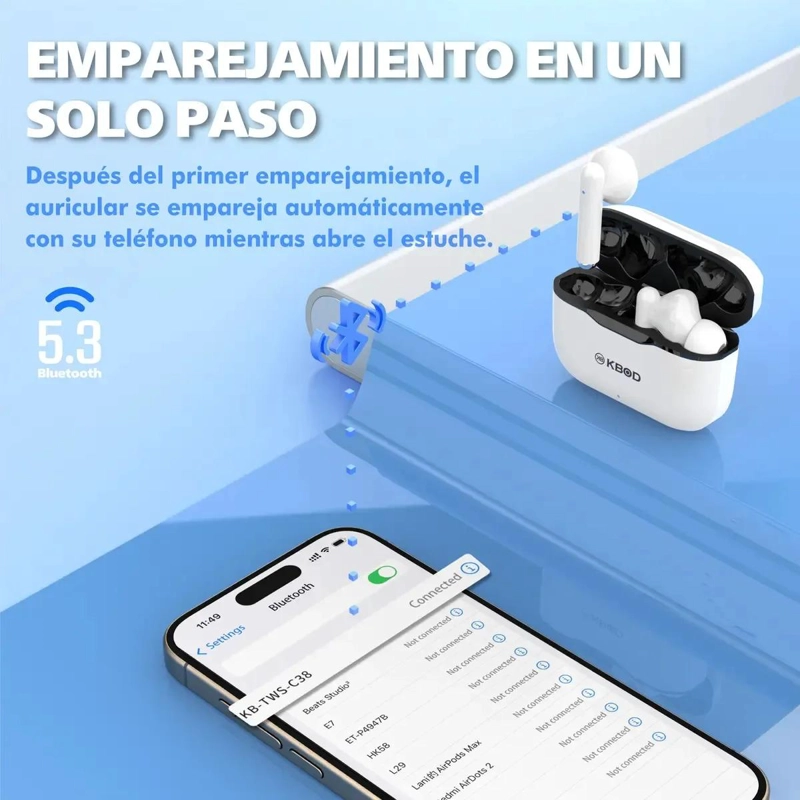 AUDIFONOS INALAMBRICOS BLUETOOTH 5.3 TWS CON CARGA TIPO C - 5
