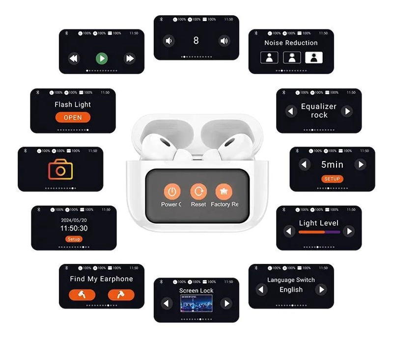 AUDIFONOS INALAMBRICOS BLUETOOTH A9PRO CON PANTALLA - 2