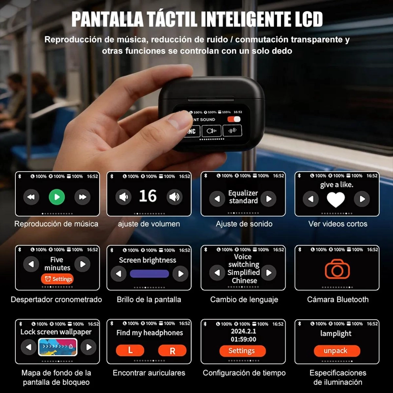AURICULAR BLUETOOTH INALAMBRICO CON PANTALLA Y FUNCION AN - 4