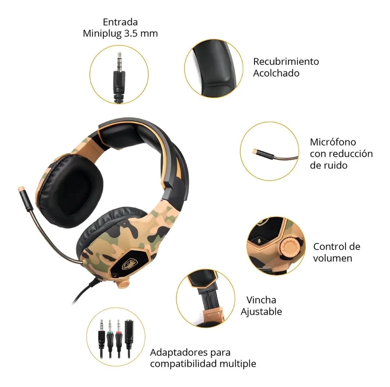 AUDIFONOS SADES SA-818 NEGRO Y ROJO CON MICROFONO - 4
