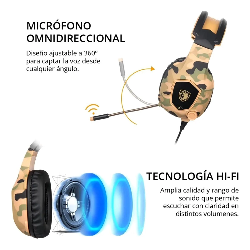 AUDIFONOS SADES SA-818 NEGRO Y ROJO CON MICROFONO - 5