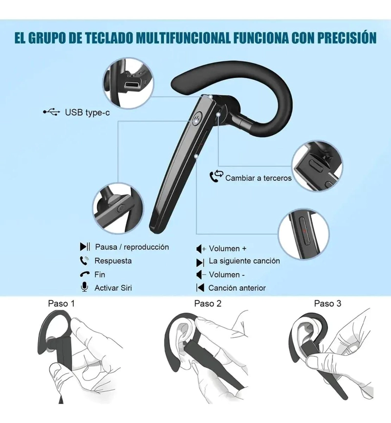 AUDIFONOS DEPORTIVOS INALAMBRICOS BLUETOOTH MANOS LIBRES - 3