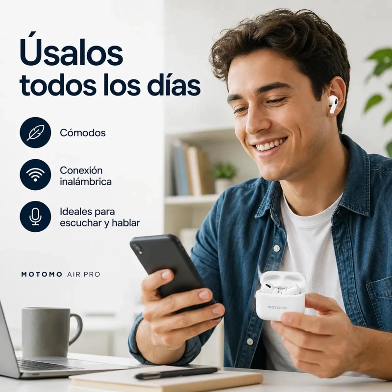 AUDIFONOS INALAMBRICOS BLUETOOTH COLOR BLANCO - 4