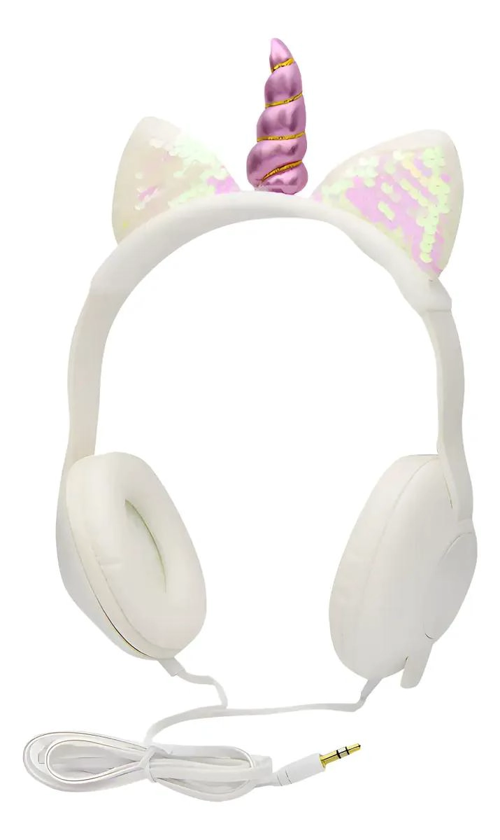 AUDIFONOS INFANTILES CON CINTILLO DISEÑO UNICORNIO BLANCO - 1