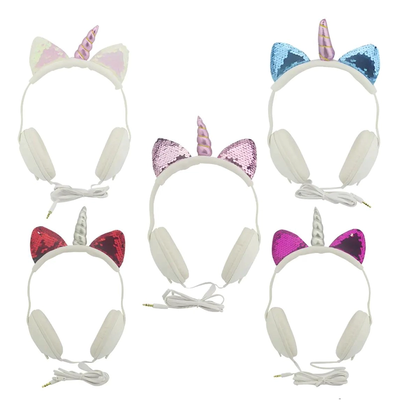 AUDIFONOS INFANTILES CON CINTILLO DISEÑO UNICORNIO BLANCO - 2