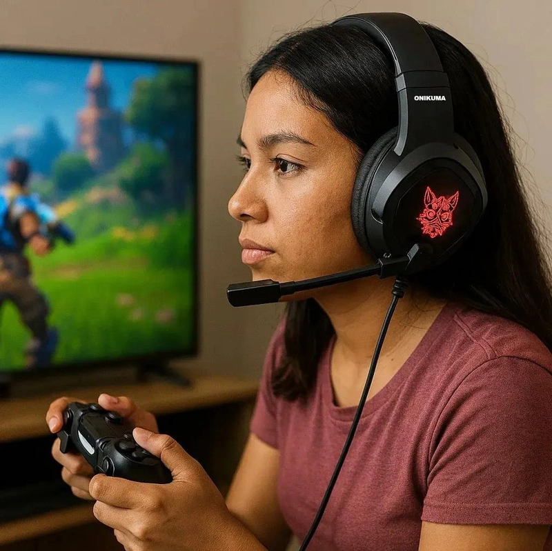 AUDIFONOS GAMER K19 CON CANCELACION DE RUIDO Y SONIDO ENF - 4
