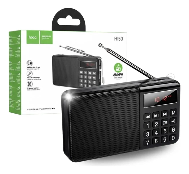 RADIO PORTATIL RECARGABLE CON BLUETOOTH Y LINTERNA - 1