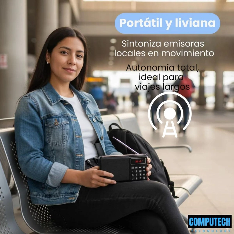 RADIO PORTATIL RECARGABLE CON BLUETOOTH Y LINTERNA - 5