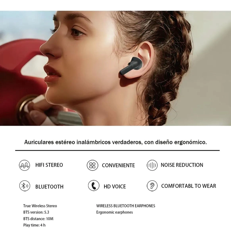 AURICULARES BLUETOOTH TWS INALAMBRICOS CON ESTUCHE DE C C - 3