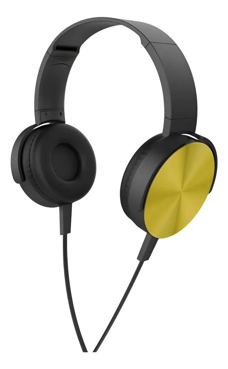 AUDIFONOS CON MICROFONO COLOR DORADO - 1