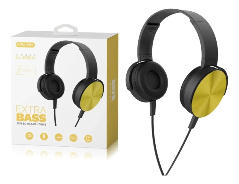 AUDIFONOS CON MICROFONO COLOR DORADO - 2