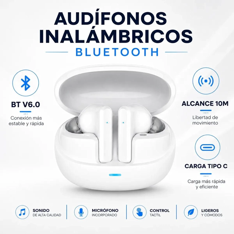 AUDIFONOS INALAMBRICOS BLUETOOTH V6.0 CON MICROFONO - 2