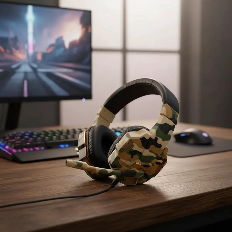 AUDIFONOS GAMER CON MICROFONO PARA PC Y CONSOLAS CAMUFLAJ - 2