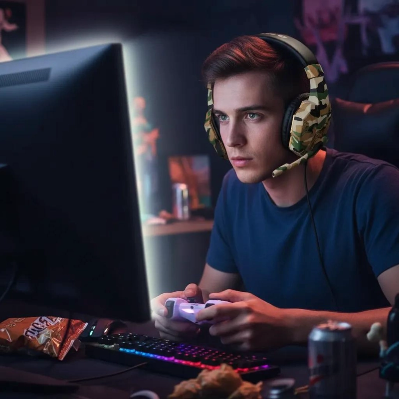 AUDIFONOS GAMER CON MICROFONO PARA PC Y CONSOLAS CAMUFLAJ - 3