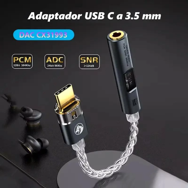 CONVERTIDOR AUDIO USB C A JACK 3.5MM CON DAC CX3199 - 3