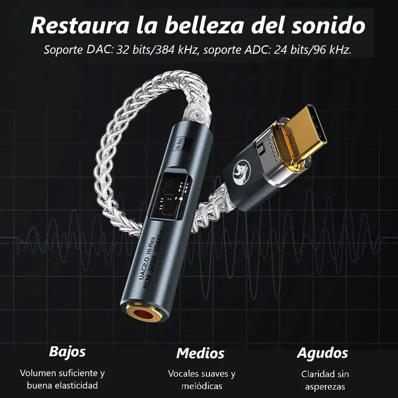 CONVERTIDOR AUDIO USB C A JACK 3.5MM CON DAC CX3199 - 4