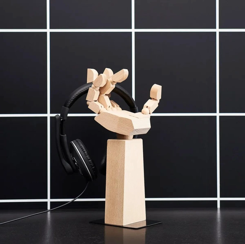 SOPORTE PARA AUDIFONOS GAMING DE MADERA HAYA 34 CM BEIGE - 4