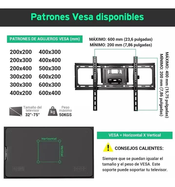SOPORTE DE PARED UNIVERSAL PARA TV 32 A 70 PULGADAS - 4
