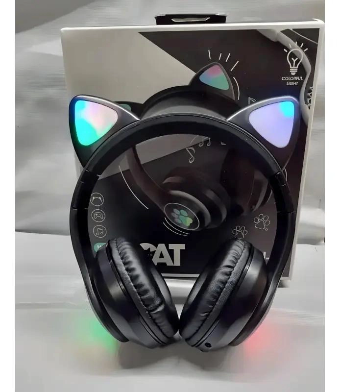 AURICULARES GAMER INALAMBRICOS NEGROS CON LUZ LED - 3