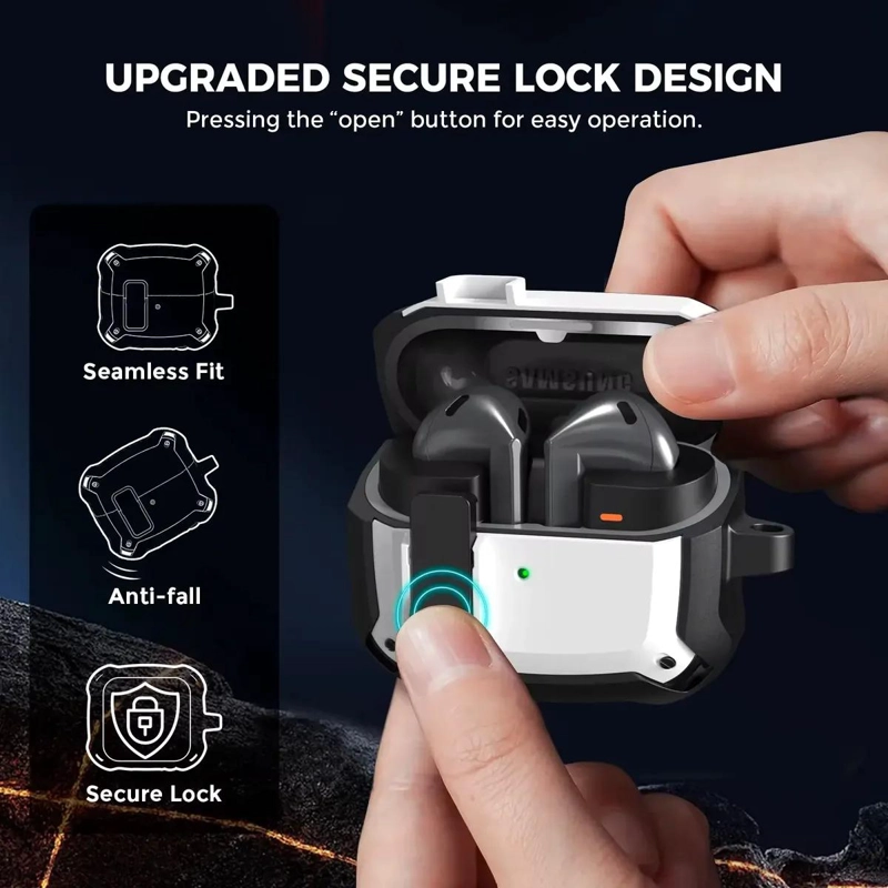 FUNDA PROTECTORA CON BLOQUEO SEGURO PARA GALAXY BUDS 3 Y - 4