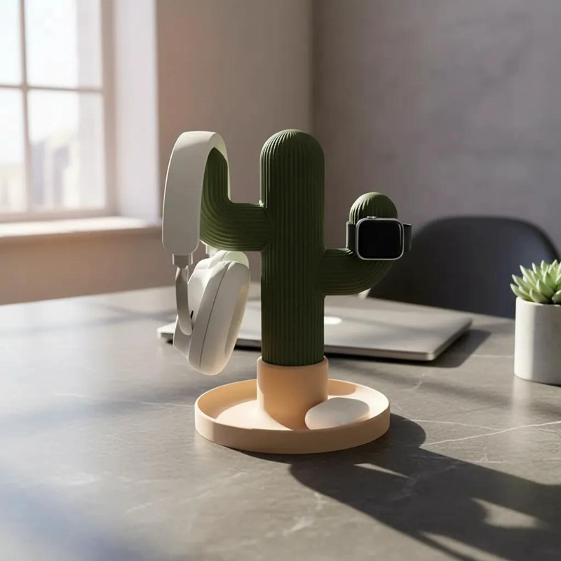 GENÉRICO SOPORTE PARA AURICULARES Y APPLE WATCH DISEÑO CACTUS