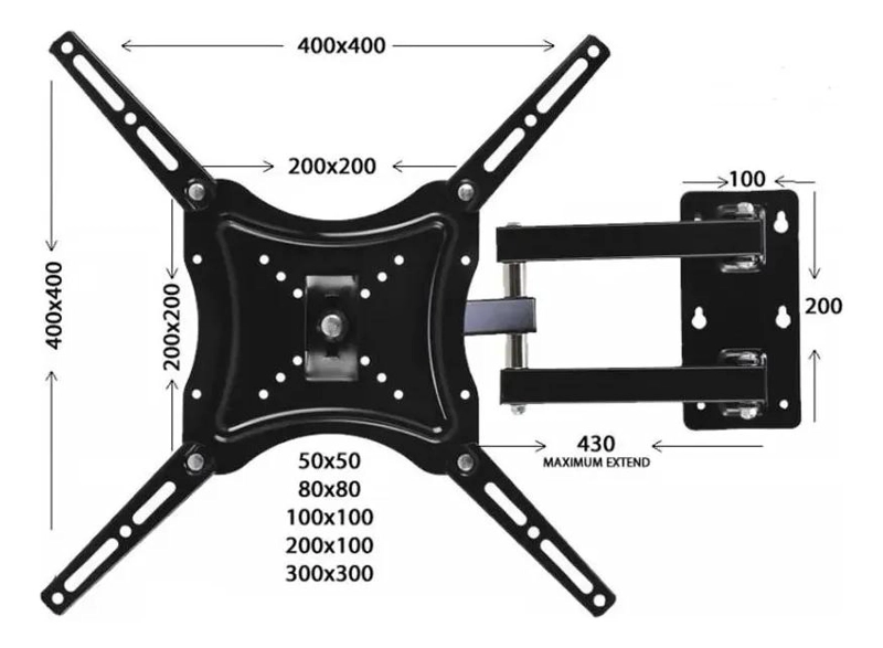 SOPORTE DE PARED ARTICULADO E INCLINABLE PARA TV 14 A 42 - 4
