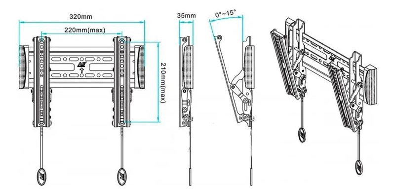 GENÉRICO SOPORTE TV FIJO SEMI INCLINABLE 32 A 65 PULGADAS