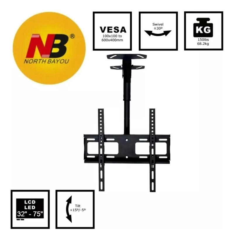 SOPORTE DE TECHO AJUSTABLE PARA TV 32 A 75 PULGADAS - 3