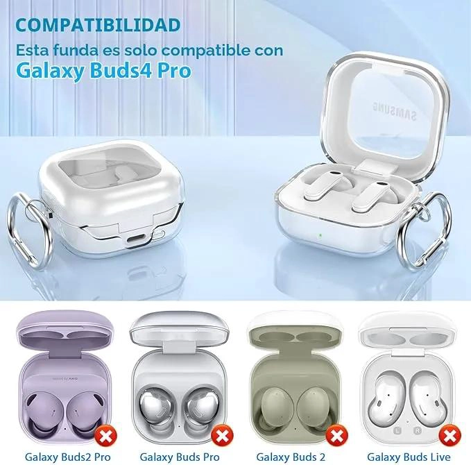 FUNDA TRANSPARENTE PARA GALAXY BUDS 4 Y 4 PRO CON KIT DE  - 2