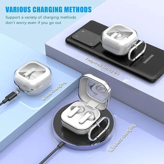 FUNDA TRANSPARENTE PARA GALAXY BUDS 4 Y 4 PRO CON KIT DE  - 4