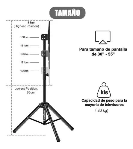 BASE TRIPODE PEDESTAL PARA TV 32 A 55 PULGADAS NEGRO - 4
