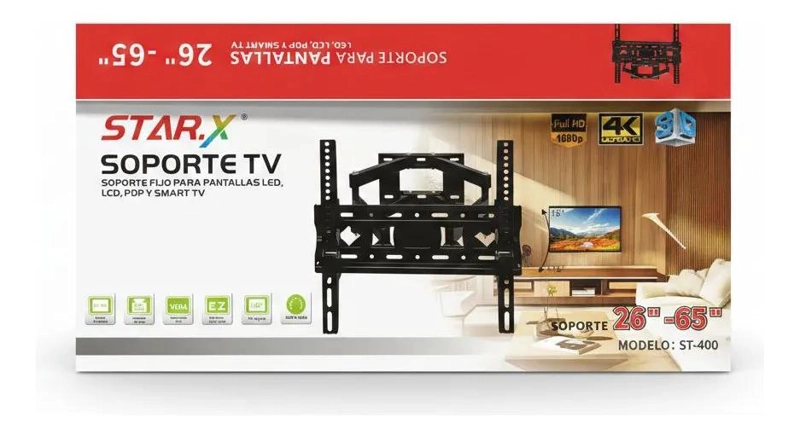 GENÉRICO SOPORTE TV ARTICULADO ACERO BRAZO DOBLE 26-65'
