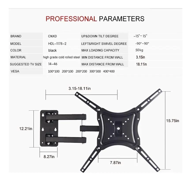SOPORTE DE TV CON BRAZO PARA PANTALLAS 14-55 PULGADAS - 3