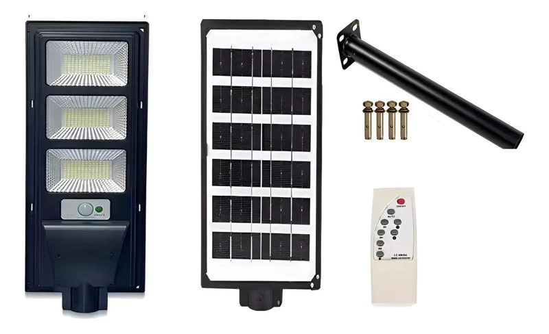 LAMPARA FOCO LED SOLAR 150W CON CONTROL REMOTO Y SOPORTE - 1