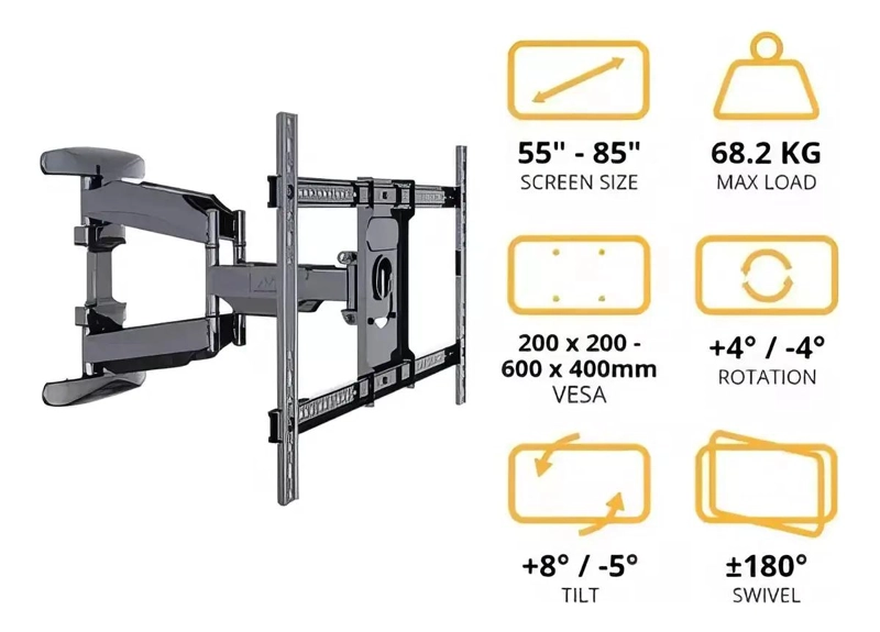 BRAZO ARTICULADO SOPORTE UNIVERSAL PARA TV 55-85' - 3