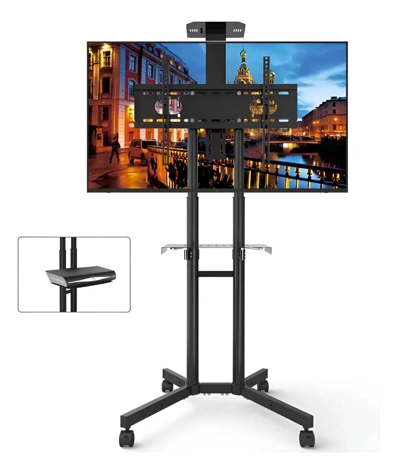 SOPORTE TV PEDESTAL CON RUEDAS GIRATORIO 32-70' NEGRO - 1