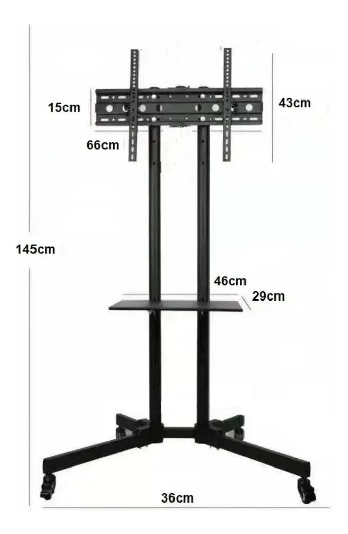 SOPORTE TV PEDESTAL CON RUEDAS GIRATORIO 32-70' NEGRO - 5
