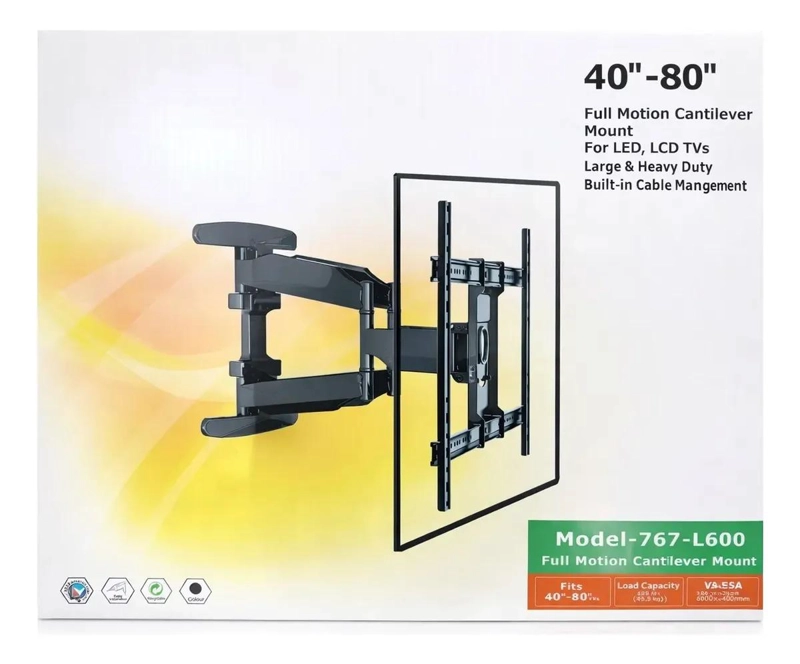 SOPORTE DE PARED PARA TV 40 A 80 PULGADAS DOBLE BRAZO - 3
